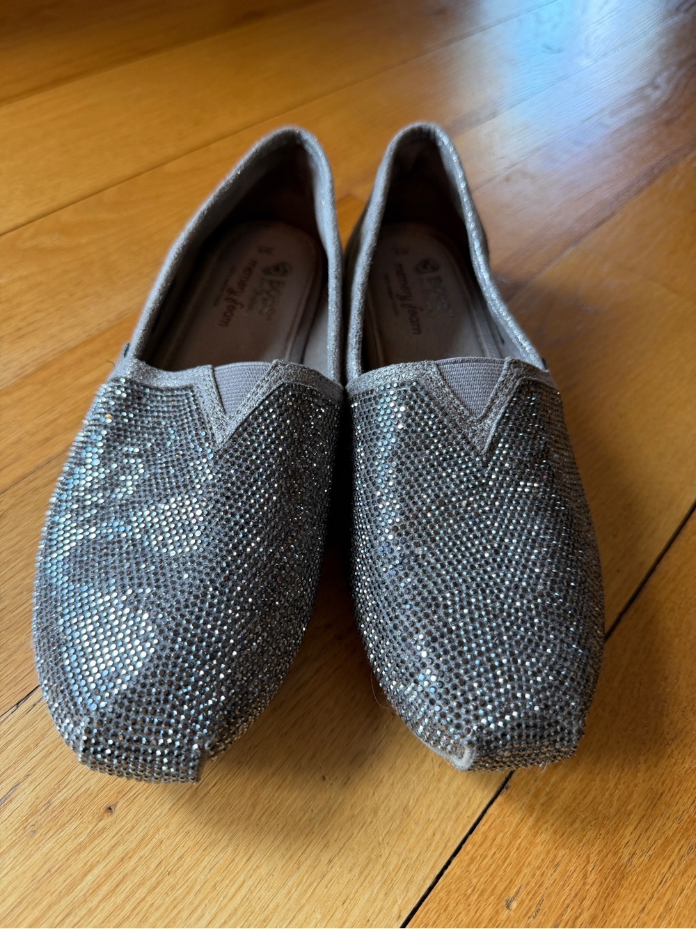 BOBS from Skechers Silver Rhinestone Slip-On Flats